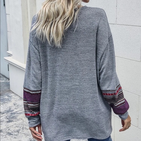 GRAY SPACE DYE STRIPED DROP SHOULDER TEE - Picture 2 of 8